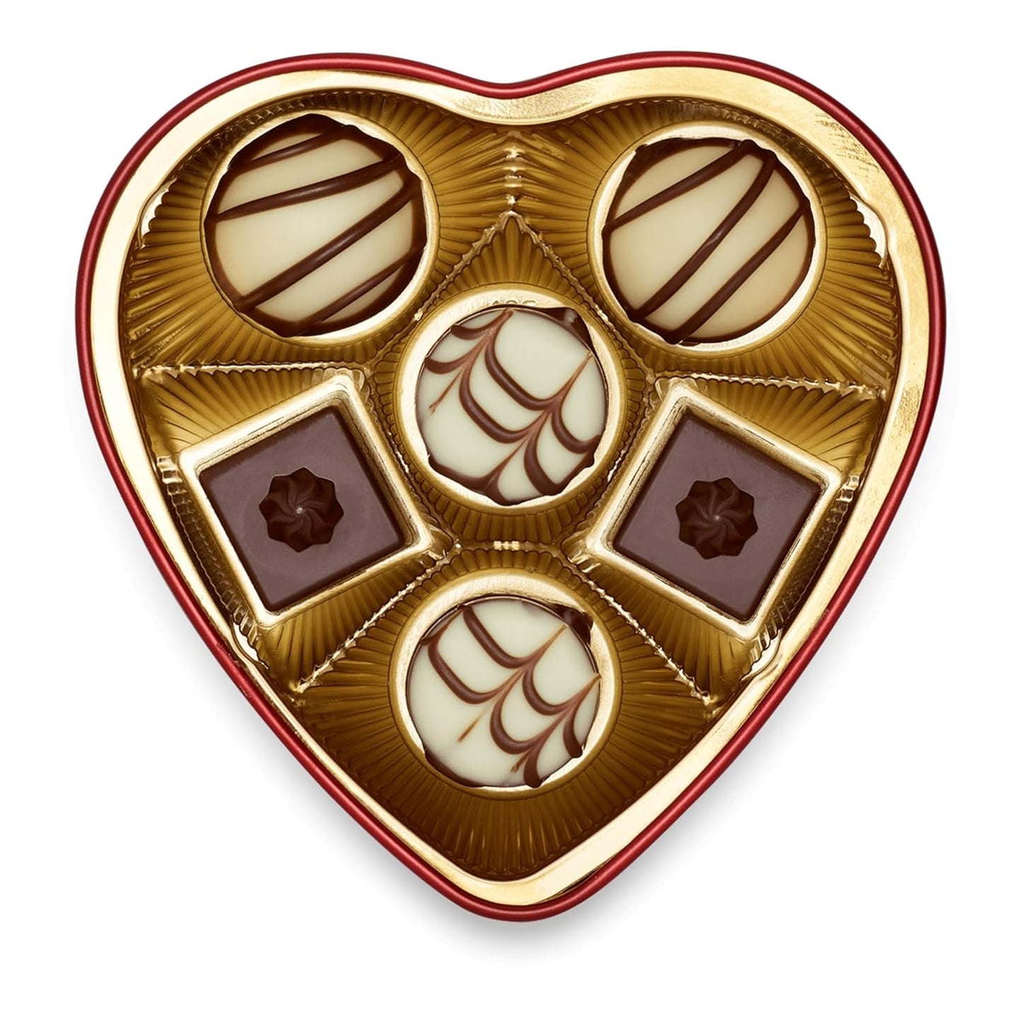 Lindt Chocolade vanuit het hart | 30 gram | 6 pralines in Marc de Champagne, Coeur à l'Orange, Krokante Melkchocolade, Oranje Marsepein in een mooi hartvormig doosje | Geschenk van chocolade | Chocolade cadeau