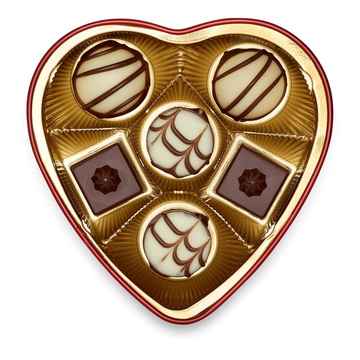 Lindt Chocolade vanuit het hart | 30 gram | 6 pralines in Marc de Champagne, Coeur à l'Orange, Krokante Melkchocolade, Oranje Marsepein in een mooi hartvormig doosje | Geschenk van chocolade | Chocolade cadeau