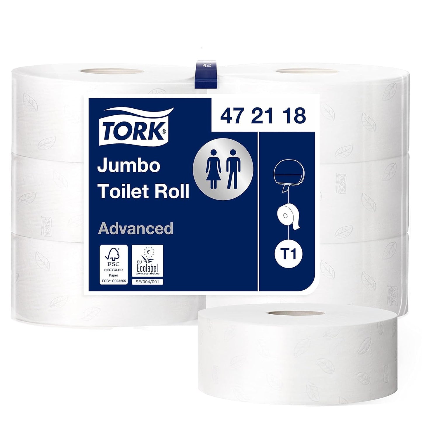 Toiletpapier Tork Jumbo Wit T1, Advanced, 2 lagen, 6 × 380 M, 472118
