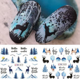 3D-kerstnagelstickers Zelfklevende wateroverdracht Kerstboom Sneeuwvlok Eland Pinguïn Kerstnagelkunst Winternagelontwerpen Kerststickers Nagelaccessoires