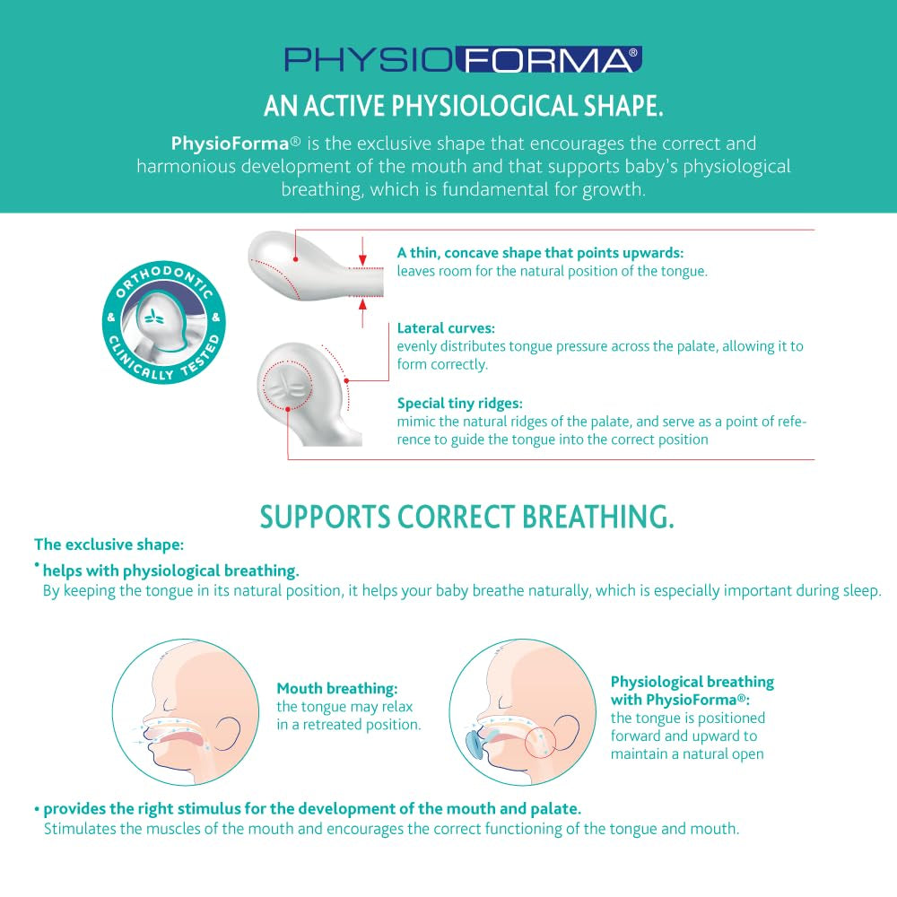 Chicco PhysioForma Comfort-fopspeen 6-16 maanden, 1 stuk, fopspeen met siliconen speen, ondersteunt de fysiologische ademhaling en bevordert een correcte orale ontwikkeling, blauw