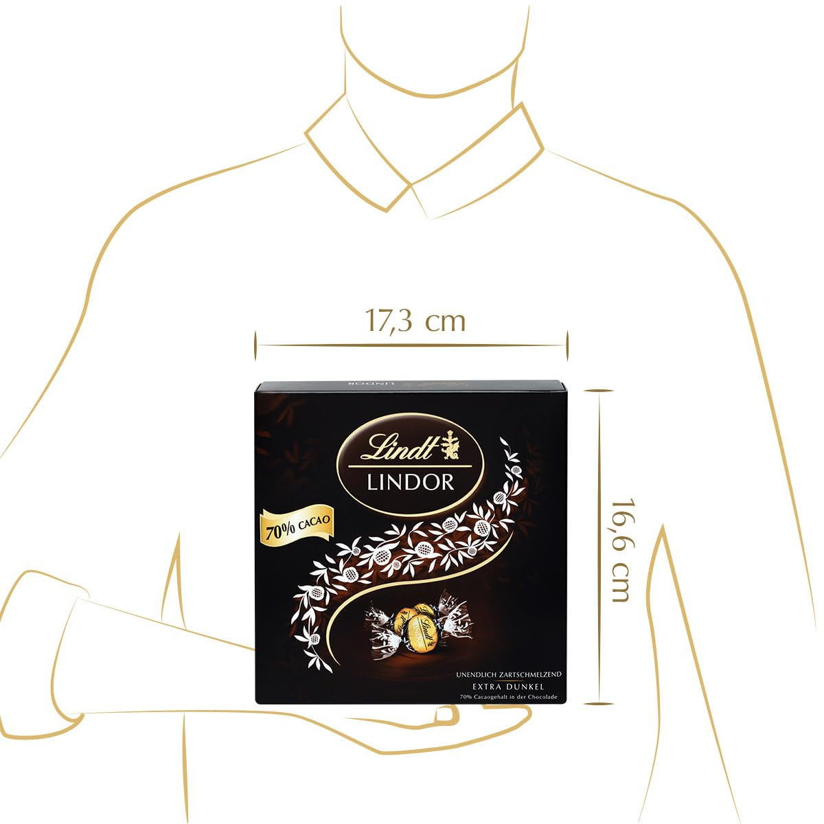 Geschenkdoos LINDOR Extra Zwart 70% Cacao, Geschenkchocolade, ca. 15 LINDOR-truffels, 186 g (pak van 2)