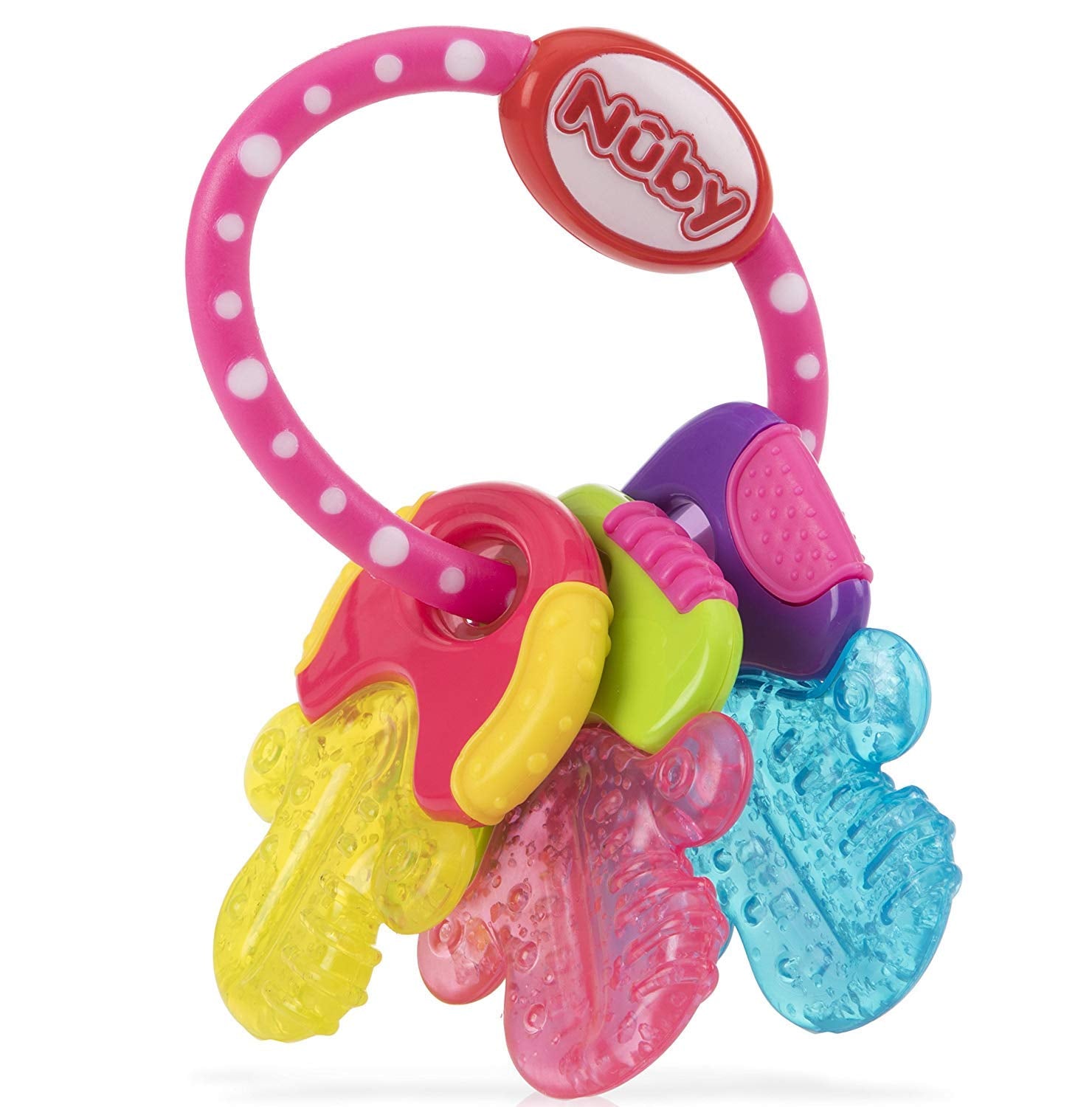 Nuby bijtring voor baby's bevordert het zicht en de motoriek; het grijpspeeltje met ijsgel bereikt zelfs de kiezen; vanaf 4+ maanden