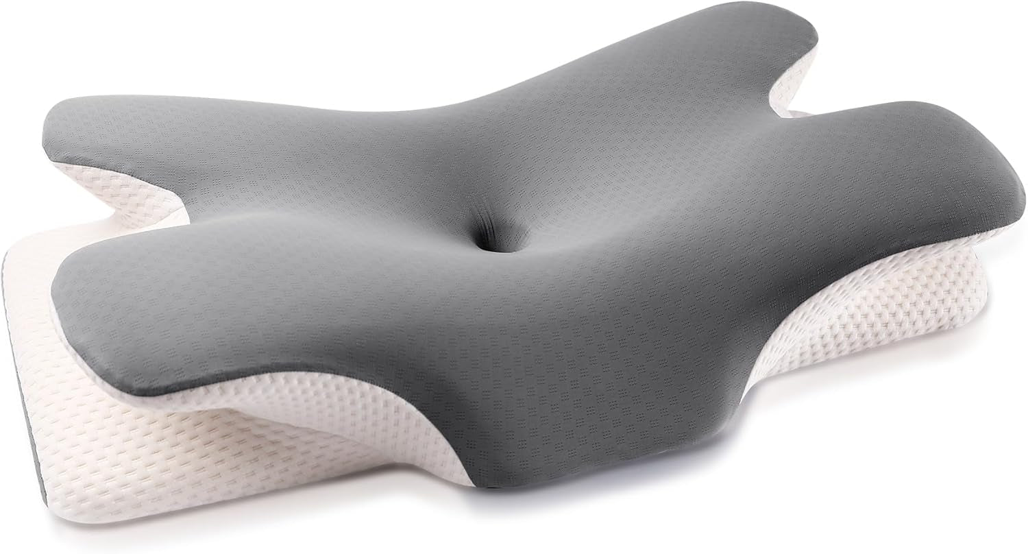 MULISOFT traagschuimkussen, comfortabel hoofdkussen, neksteunkussen, ergonomisch zijslaapkussen (grijs) Cervicale orthopedische kussens Naty Shop grijs