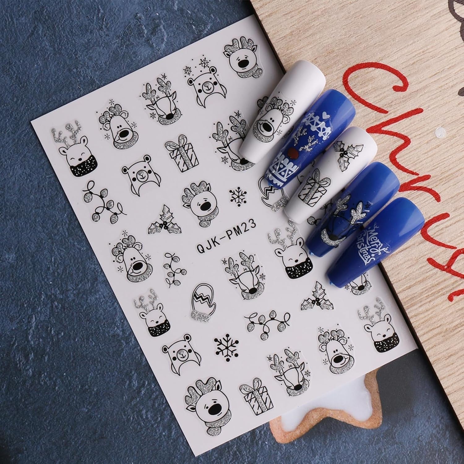 JMEOWIO Nagelsticker Glitzer Weihnachten 10 Blatt Nail Art Sticker Selbstklebend Nagelaufkleber Schneeflocken Winter Decoratie Nageldesign Zubehör