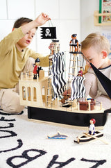 Small Foot flexibele houten piratenpoppen, 5 piraten en 1 aap, gedetailleerd en flexibel, vanaf 3 jaar, 12412