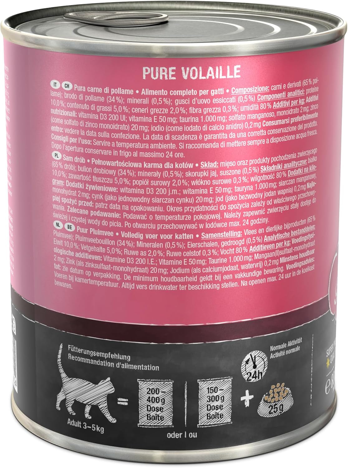 LEONARDO Nassfutter für Katzen, Geflügel puur, 6X 800g dosis, Katzenfutter getreidefrei, Alleinfutter, Made in Germany