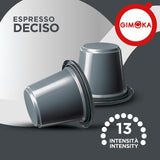 Gimoka Kaffeekapseln Espresso Deciso, Intensität 13/13-100 Kapsel - Compatibel met Nespresso* Haushalts-Espressomaschinen - 100 Stück (10 x 10 Getränke) - Hergestellt in Italien