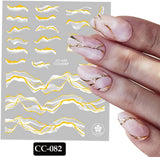 9 Blatt Nagelsticker Französische Spitzenmarmor Nagelaufkleber Selbstklebend Weißes Gold Nail Art Sticker Decoratie Nageldesign Zubehör