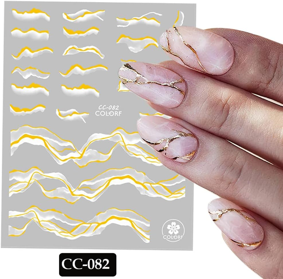 9 Blatt Nagelsticker Französische Spitzenmarmor Nagelaufkleber Selbstklebend Weißes Gold Nail Art Sticker Decoratie Nageldesign Zubehör