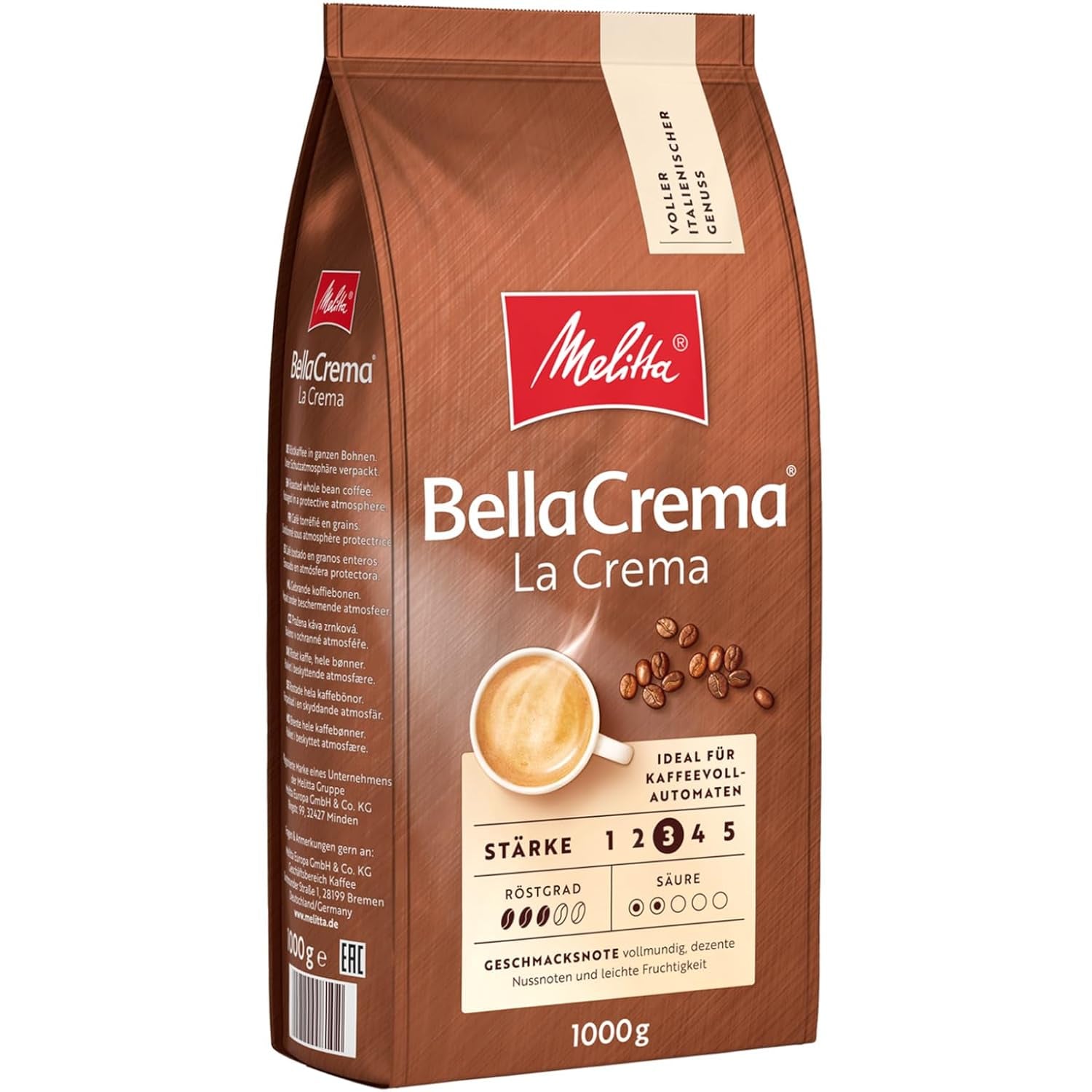 3 Melitta BellaCrema La Crema koffiebonen, medium gebrand, elk 1 kg