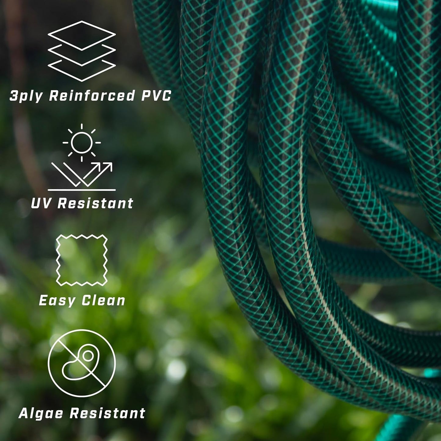 Faithfull tuinslang 50 m (164 ft) versterkt 12,7 mm (1/2 inch) diameter - zware PVC-buis, groen