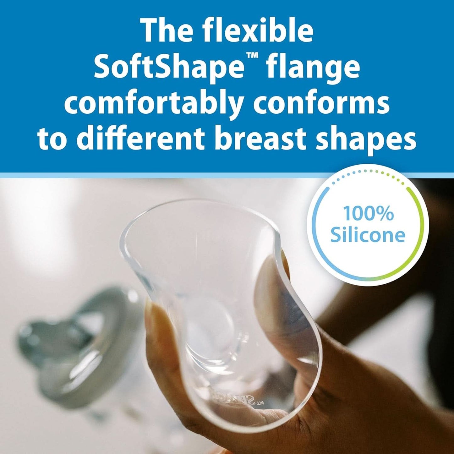 Handmatige borstkolf met 100% siliconen Softshape-bescherming (B, 25 mm flens) en antikrampjesopties + 150 ml fles met brede mond en speen niveau 1 met langzame doorstroming Accessoires Voeding en borstvoeding Bebe Naty Shop