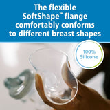 Handmatige borstkolf met 100% siliconen Softshape-bescherming (B, 25 mm flens) en antikrampjesopties + 150 ml fles met brede mond en speen niveau 1 met langzame doorstroming Accessoires Voeding en borstvoeding Bebe Naty Shop