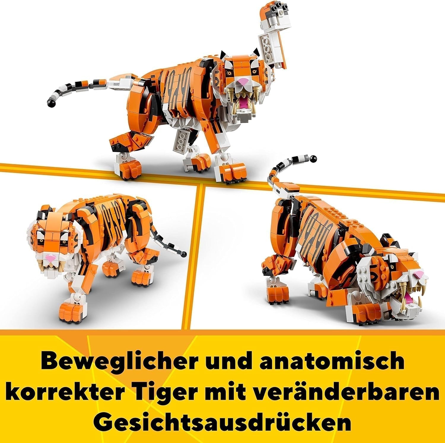 LEGO 31129 Creator Majestueuze Tijger, Panda of Vis 3-in-1 Dierenfigurenset Speelgoed voor kinderen, jongens en meisjes Dieren bouwen speelgoedbouwsets Bekijk de LEGO-Store