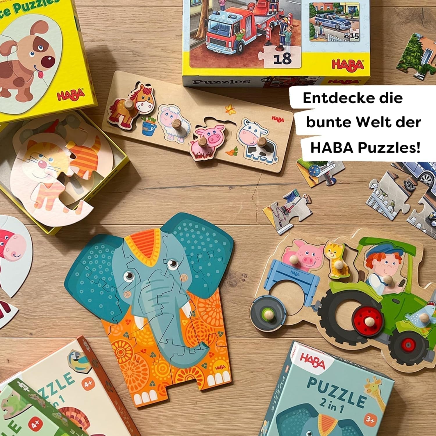 HABA Brandweerpuzzel - 3-delige set voor kinderen vanaf 3 jaar Kartonnen puzzel politie en ambulance - Bevordert de fijne motoriek en concentratie - 1302759001 Puzzel Naty Shop