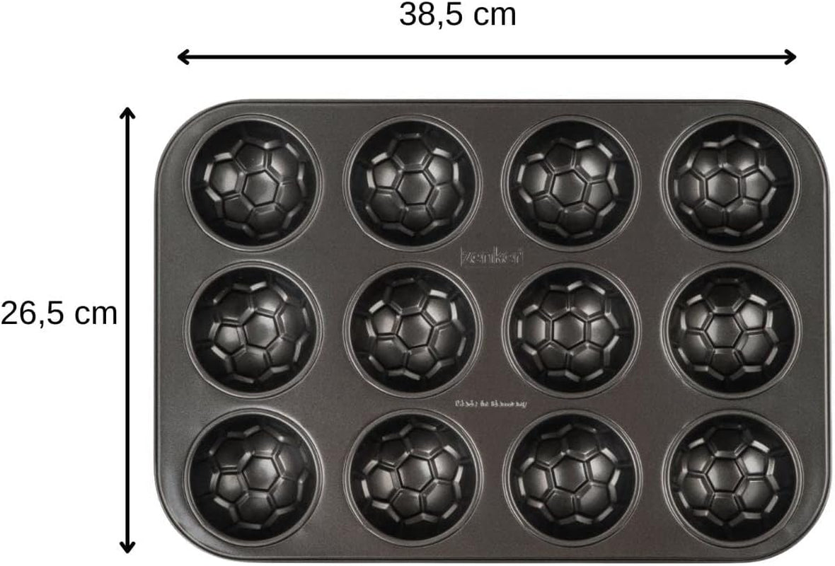 Zenker 12Er Muffinform – Muffinbackblech Für Muffins en Cupcakes Aus Der Serie Soccer Baking– Hitzebeständiges 12Er Muffinblech Mit Antihaftbeschichtung, Schwarz Vormen en bakplaten Naty Shop