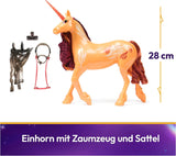 Unicorn Academy Cinder the Unicorn - 28 cm grote, originele Valentina eenhoorn uit de Netflix-serie, met echte manen en staart, afneembaar hoofdstel en zadel en borstel, voor kinderen vanaf 4 jaar
