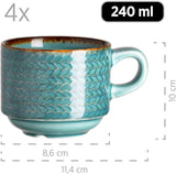 Prospero Premium koffieset voor 4 personen, restaurantkwaliteit, 12-delig modern koffieservies in unieke vintage stijl, duurzaam porselein, blauw