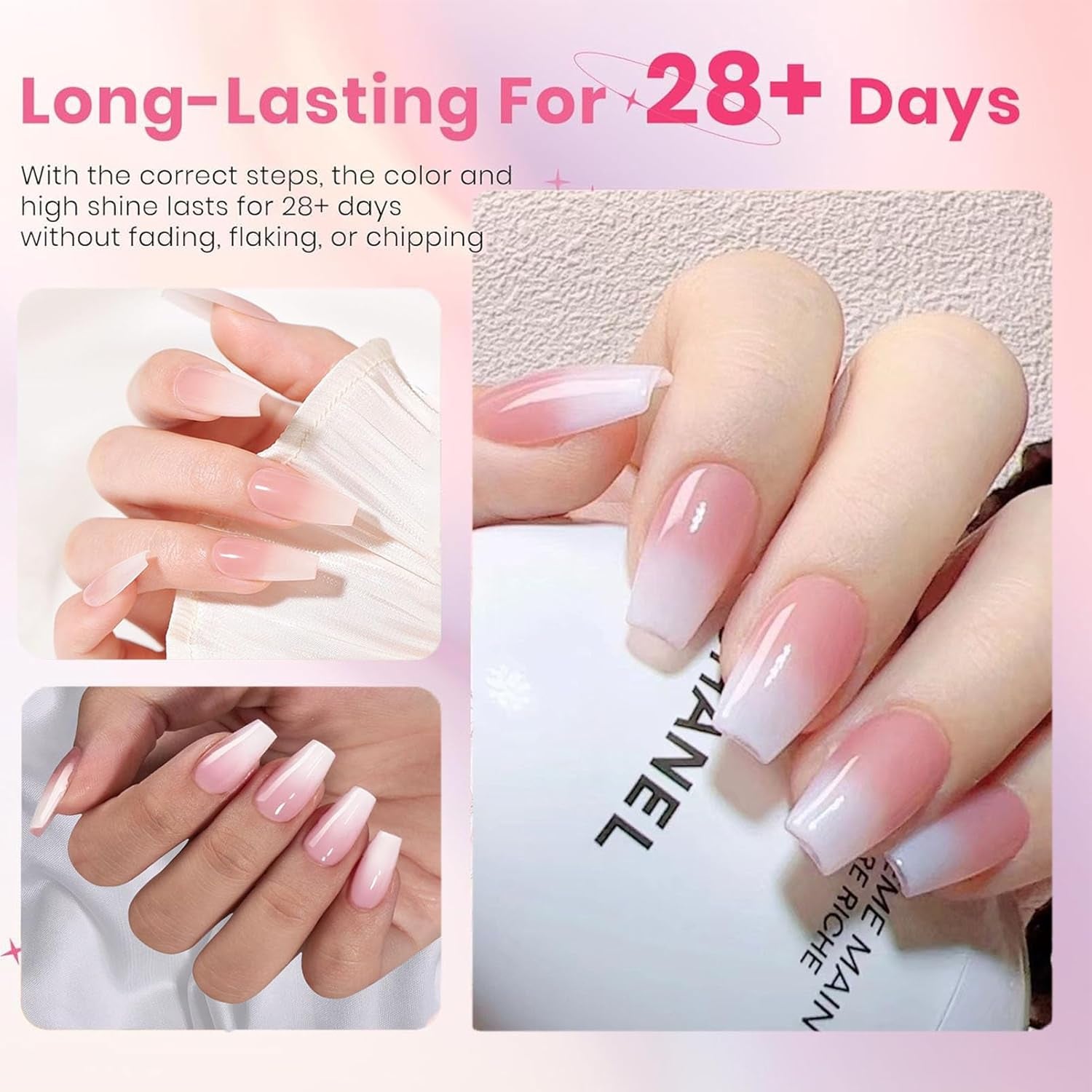 150 stuks gradiënt kunstnagels kit - 5 kleuren ombre ontwerp zelfklevende kunstnagels - volledige dekking voor vrouwen en meisjes - glanzende kunstnagels voor doe-het-zelf-manicure (vierkant)