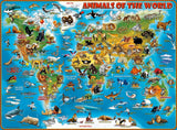 Ravensburger Puzzel voor kinderen - 13257 Dieren over de hele wereld - Wereldkaartpuzzel voor kinderen vanaf 9 jaar, met 300 stukjes in Xxl-formaat Puzzel Naty Shop