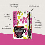 4Er Pack CUPPER biologische fruitthee "Cranberry & Raspberry Infusion", 4X20 niet-witte theezakjes, biologisch, fairtrade