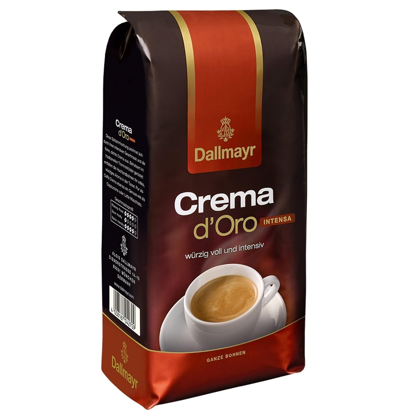 Crema d'Oro Intensa koffie, gemalen koffie, gebrande koffie, hele bonen, koffiebonen, 8 x 1000 g