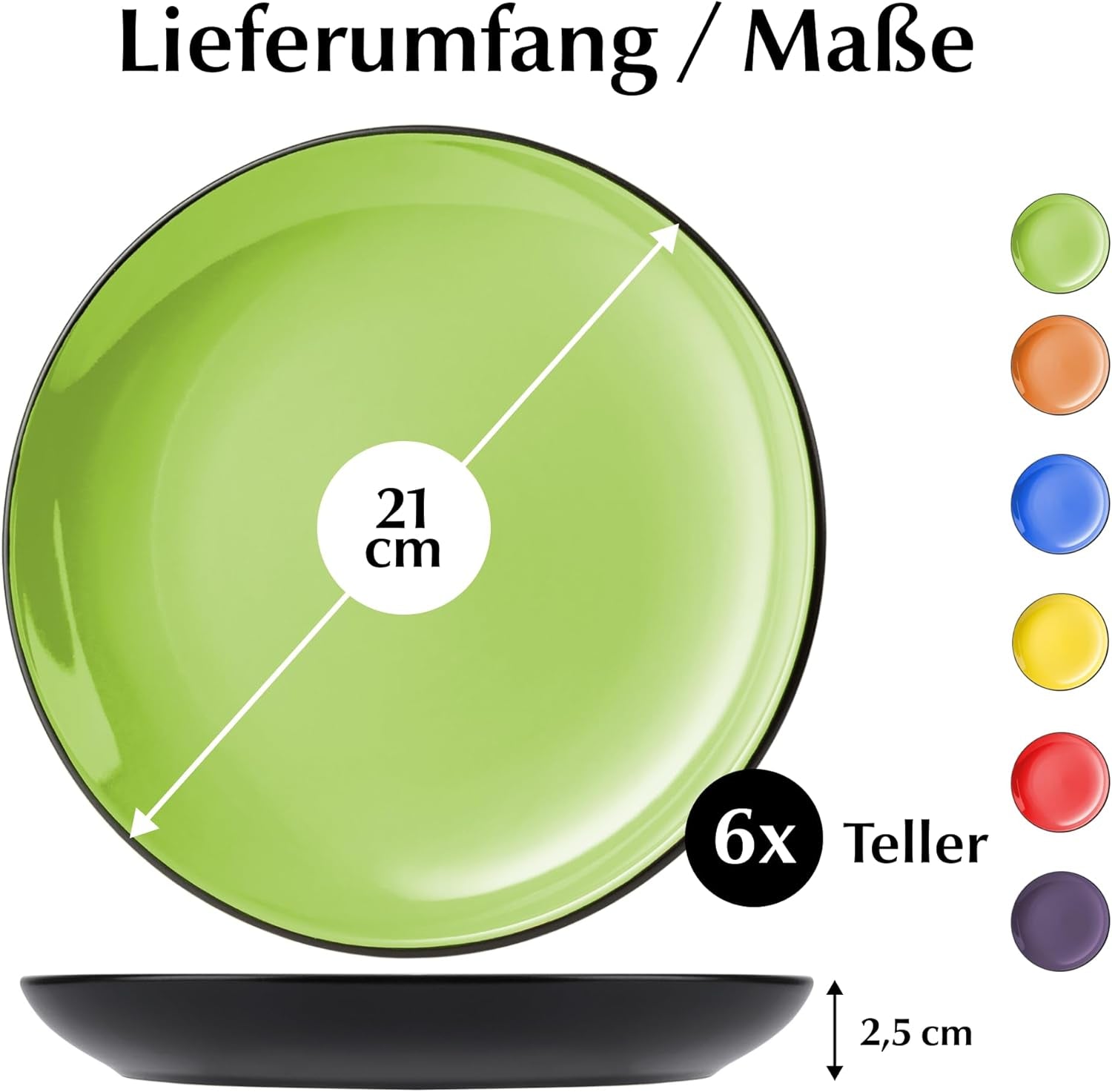 MIAMIO - Set van 6 keramische aardewerken borden/dinerborden - Le Papillon Collection (kleurrijke, kleine borden (6x))