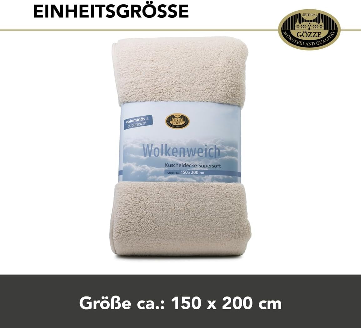 Gözze - Cloud zachte knuffeldeken, imitatie schapenvacht, 100% polyester (microvezel), 150 X 200 Cm - Camel Dekbedden en dekbedden Naty Shop