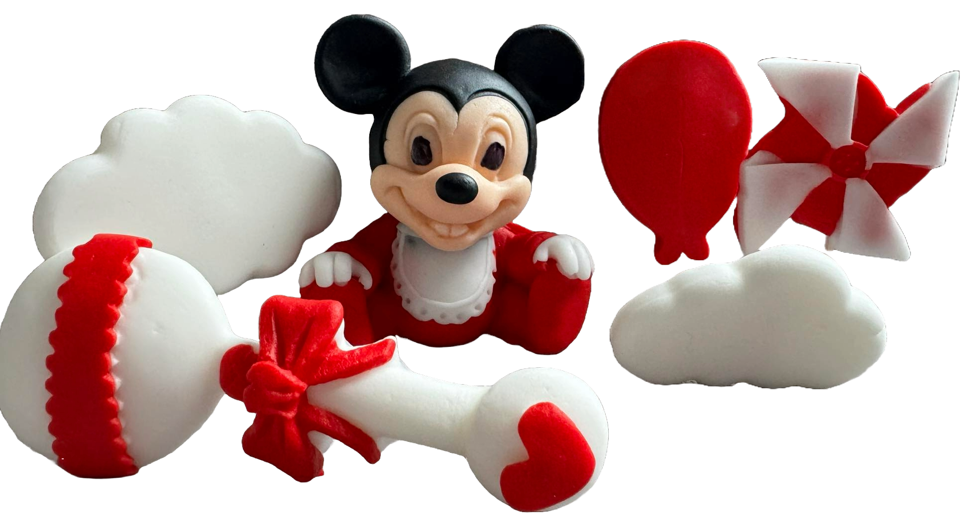 Set van 6 eetbare suikerdecoraties, Mickey Mouse Sugar Paste Decorations Naty Shop