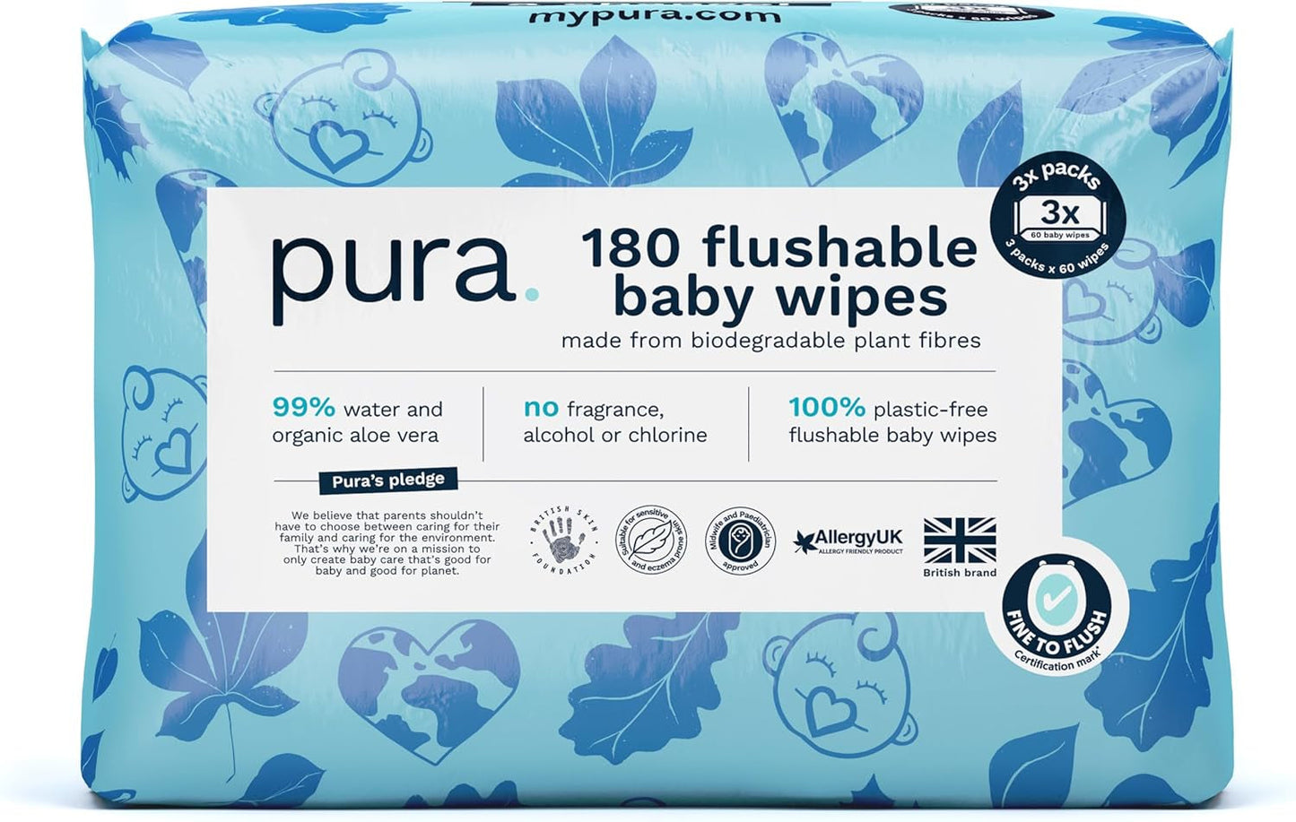 Eco-vriendelijke wegwerp-babydoekjes voor de gevoelige babyhuid 70 doekjes (1 pak) 99% water 100% plasticvrij voor gevoelige huid Eczeemgevoelige pasgeborenen Biologisch afbreekbaar Veganistisch