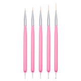 Nagelkunst-Pinsel, 5 Stück, Nailart-Pinsel, Punktierstift-Werkzeuge, Malkunst-Design-Pinsel-Set Für Lange Linien, Dünne Details, Feine Zeichnungsgrößen 7/9/11/15/22 Mm, Zwart