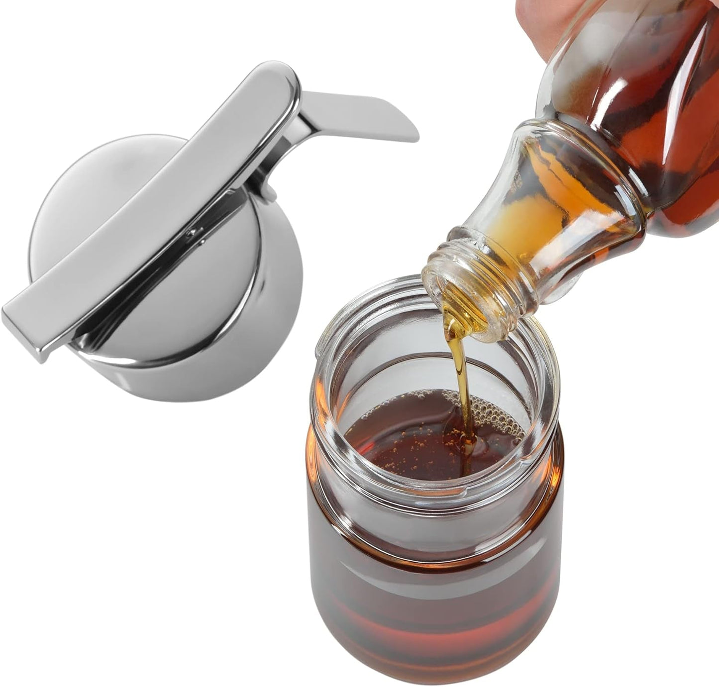 WMF Barista siroop/honingdispenser 240ml, glazen voorraadpot & depot 1l, hoogte 21,5 cm, voorraadpot met deksel, koffiebonencontainer, ontbijtgranenpot, voedselbewaarpot met grote vulopening Voedselbewaardozen Naty Shop