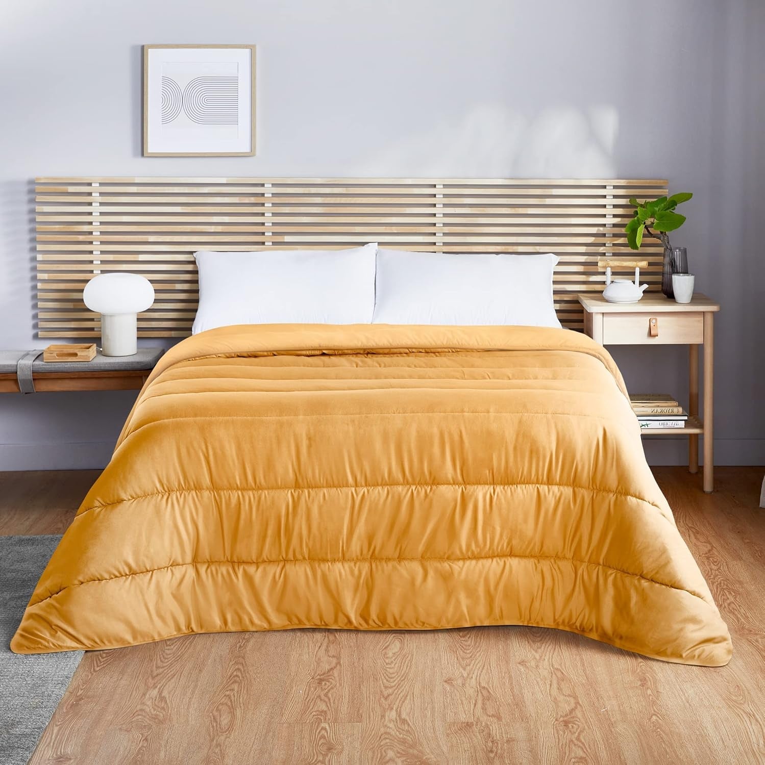 Pikolin Home - Omkeerbaar dekbed 300 G - Tweekleurige Scandinavische vulling - Voor bed 90 - comfortabel, warm, ademend, Kaasjeskruid, 150 X 220 Cm Dekbedden en dekbedden Naty Shop