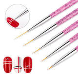 Sullarpek Nail Art Liner Pinsel, 5 Stück Profi Detail Fine Nails Gel Nails Brush, Nagel Pinsel Dünn Für Beauty Frauen Nagelstudio (5 Größen, Rosa)