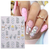 JMEOWIO 6 Blatt 3D Nagelsticker Ostern Nail Art Sticker Selbstklebend Nagelaufkleber 5D Stereoskopisch Süßer Hase Ei Decoratie Nageldesign Zubehör