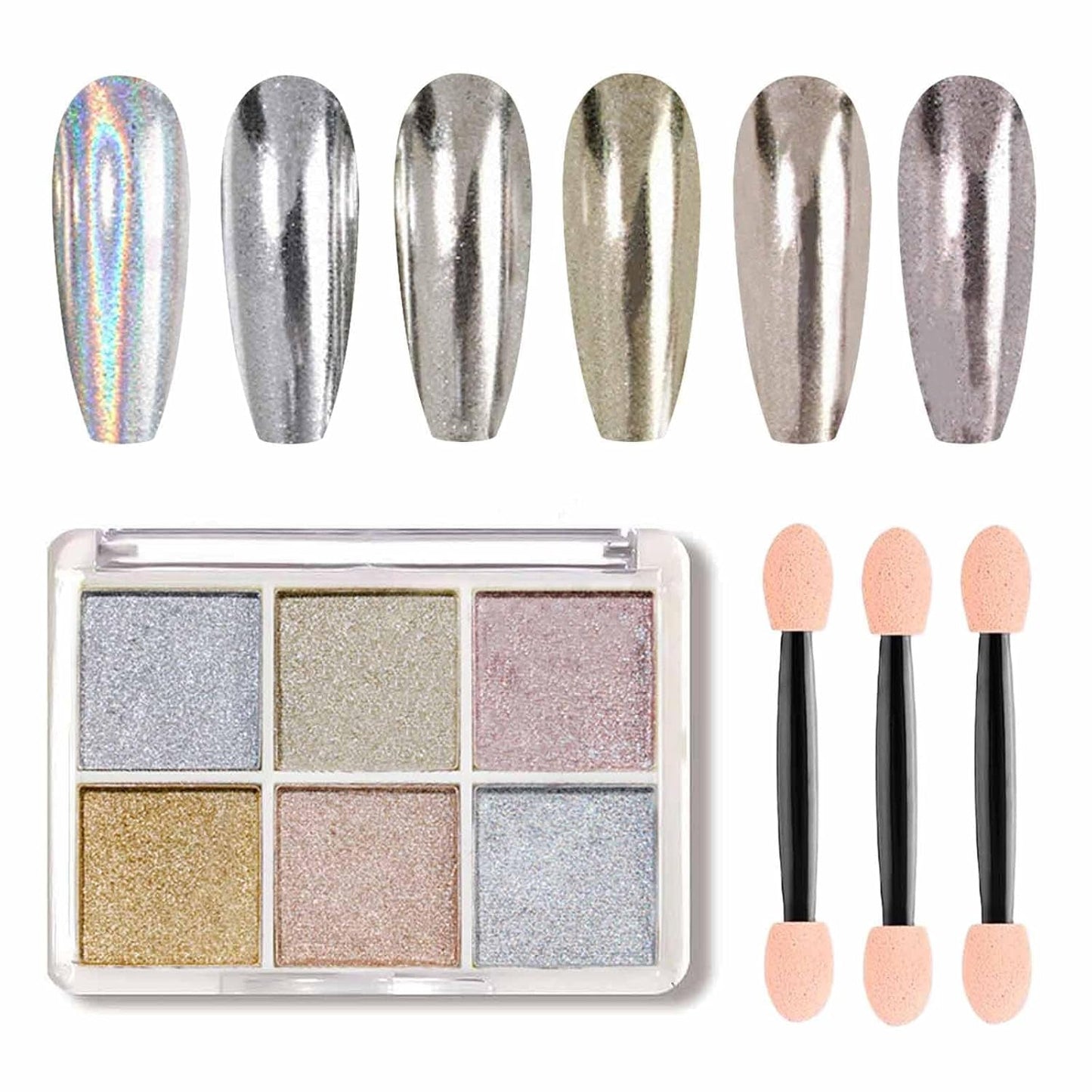 GZMAYUEN Chrom Pulver Für Nägel 6 Farbe Mirror Chrome Nagelpoeder Pigmentpoeder Nail Art