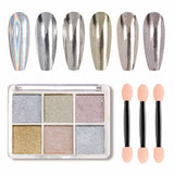 GZMAYUEN Chrom Pulver Für Nägel 6 Farbe Mirror Chrome Nagelpoeder Pigmentpoeder Nail Art