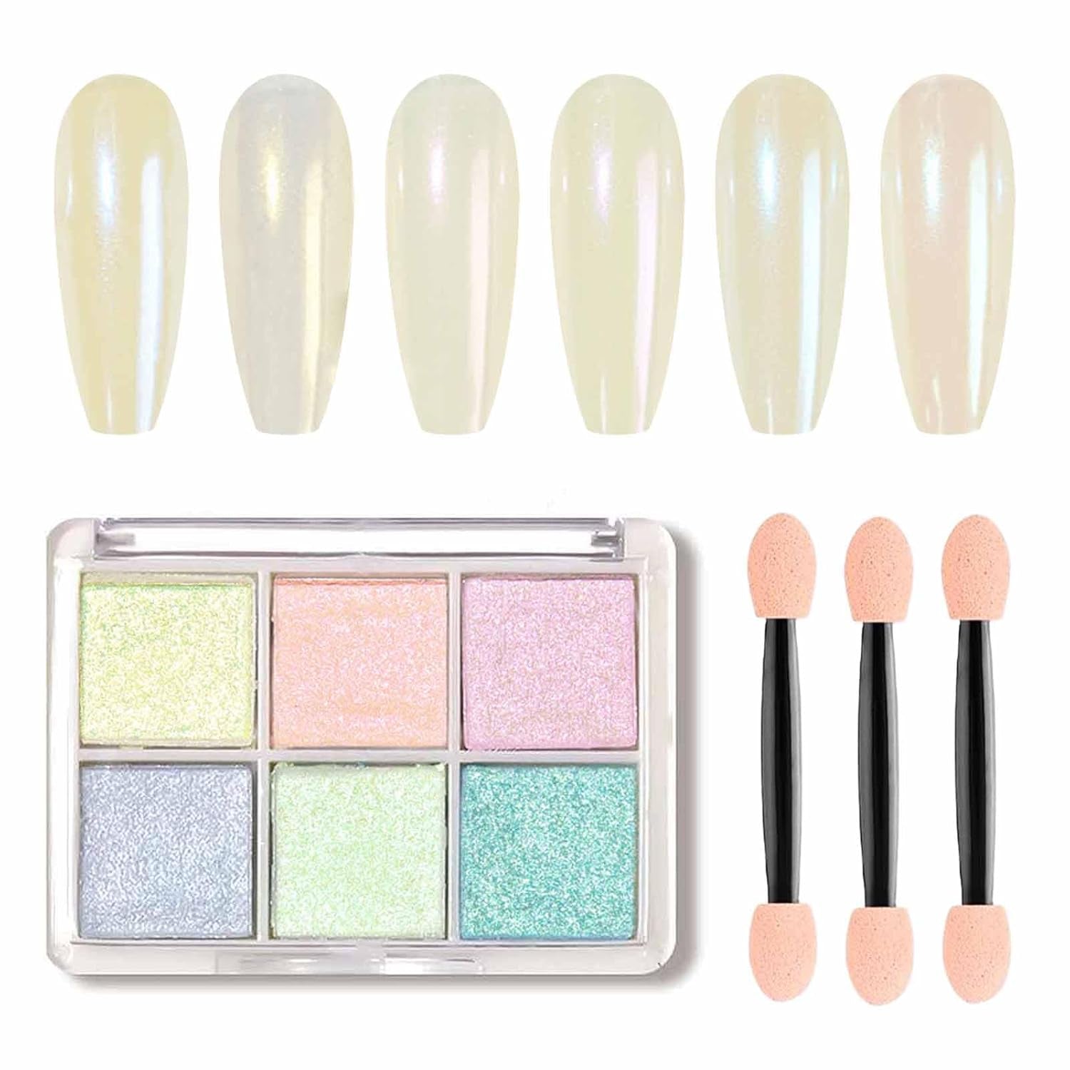 GZMAYUEN Chrom Pulver Für Nägel 6 Farbe Mirror Chrome Nagelpoeder Pigmentpoeder Nail Art