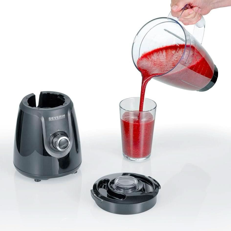 SEVERIN Standmixer Mit 1,5 L Mixbehälter Aus Tritan, Mixer Mit 2 Stufen en Pulse-Funktion, Leistungsstarker Küchenmixer Mit Edelstahlmesser, 600 W, Schwarz, SM 3707 Keuken Naty Shop