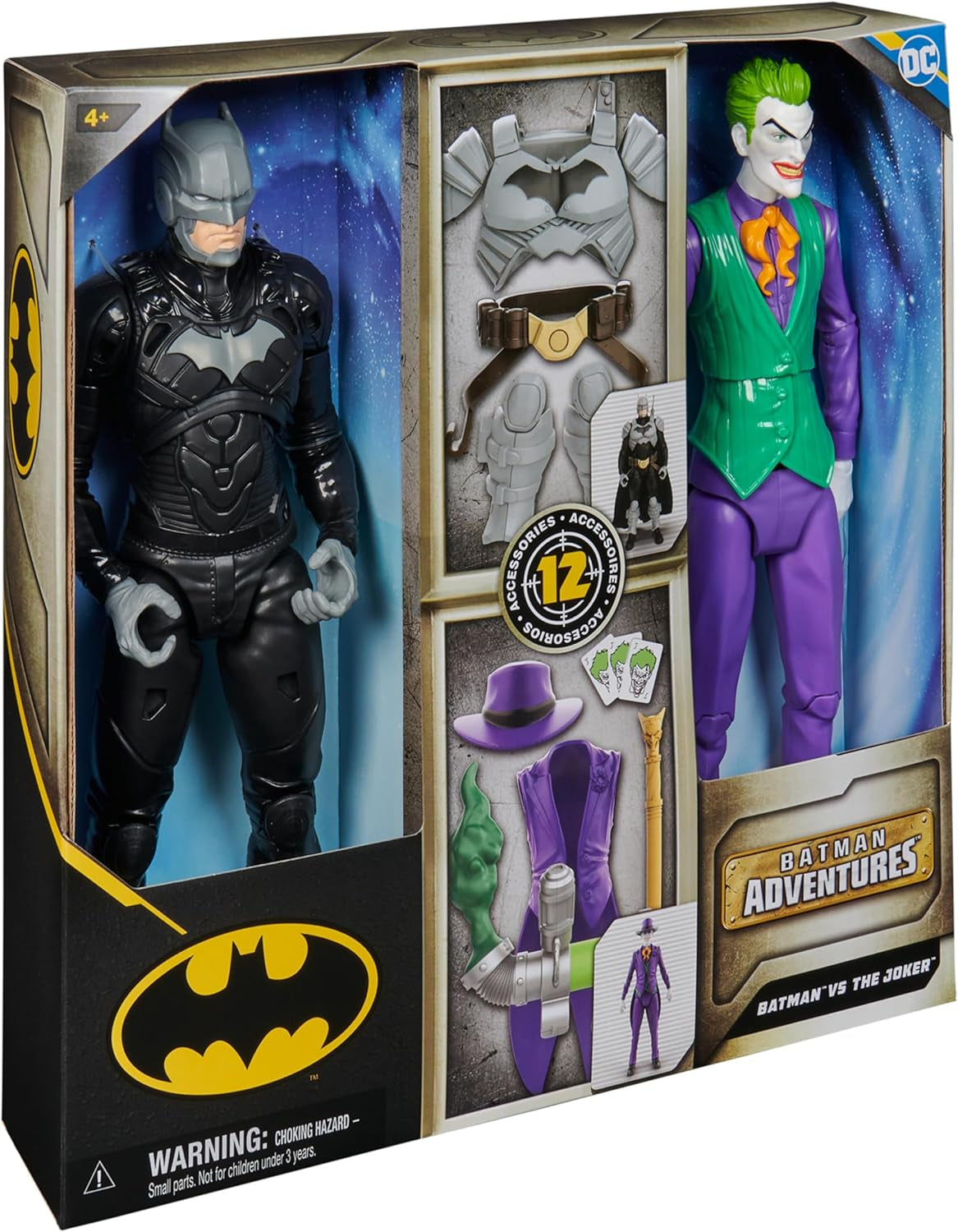DC Batman Adventures Batman Vs the Joker actiefigurenset, 30 cm - 2 volledig beweegbare figuren met 12 versnellingen voor spannend rollenspel, speelgoed voor 4+ kinderen Actiefiguren Naty Shop