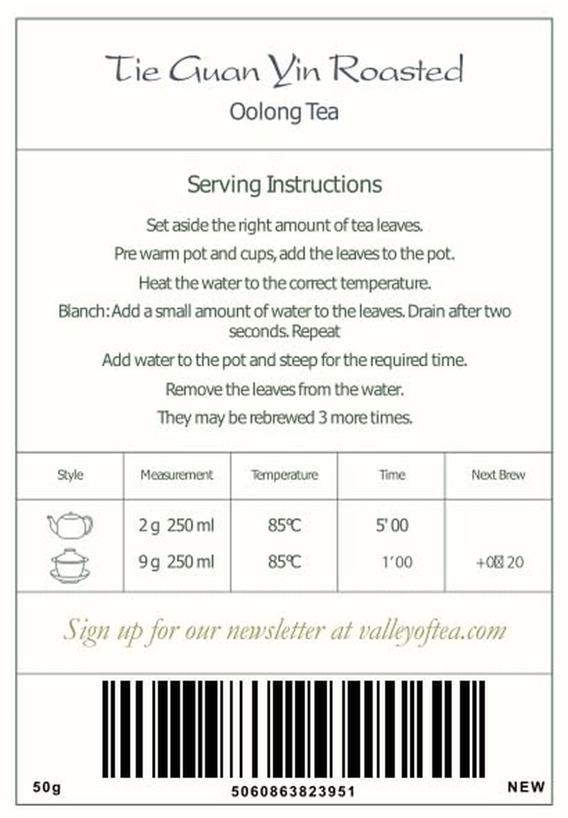 Tie Guan Yin Oolong Thee - Geroosterde Blauwe Thee Ti Kuan Yin China - Chinese Wu Long Thee Tieguanyin - Blauwe Thee Olongh Thee Olongo Thee