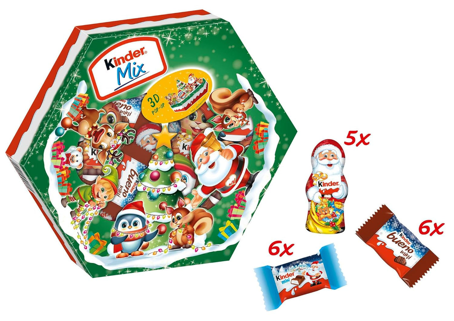 Kinder Mix Kerstbord - heerlijke chocoladespecialiteiten uit het Kinder assortiment - 143g