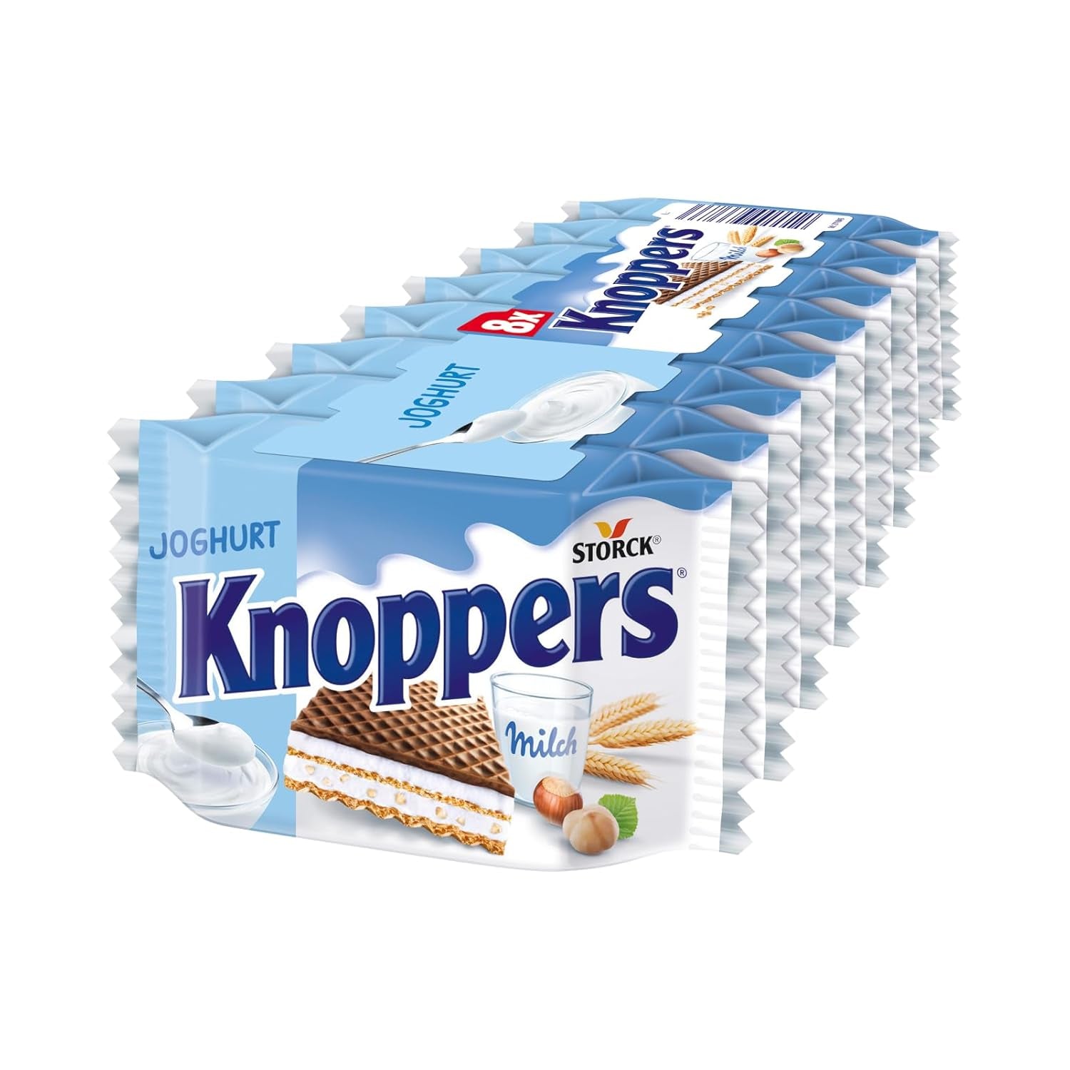Witte en Zwarte Knoppers – 8 x 25 g – Wafelschijfjes gevuld met donkere cacaowafels, stukjes zwarte koekjes, melk en nougatcrème