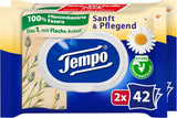 Tempo toiletdoekjes "Gentle & Caring" - Megapack - 16 pakjes van 42 doekjes - Duo Packs - met natuurlijke kamille - toiletpapier, dermatologisch getest en neutraal voor de huidph
