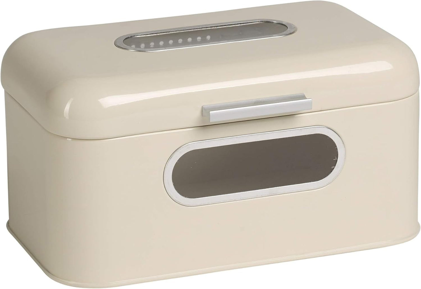 ECHTWERK Retro metalen broodmand met kijkvenster en deksel, set van 3 stijlvolle opbergdozen, 1,4 liter inhoud, rode voedselbewaardozen Naty Shop Cream S Single
