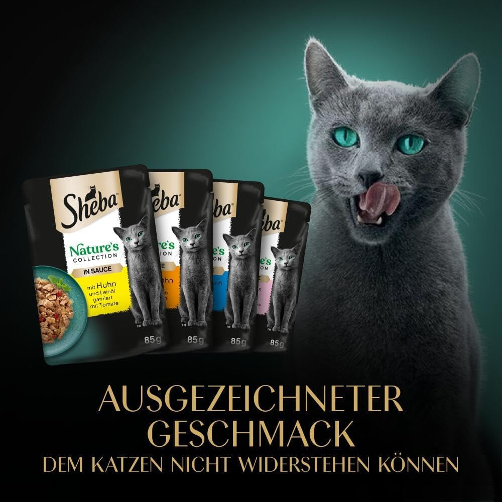 SHEBA Nature's Collection in jus - Nat kattenvoer van hoge kwaliteit, fijne variëteit (MSC) in geportioneerde zakjes - 72 x 85 g