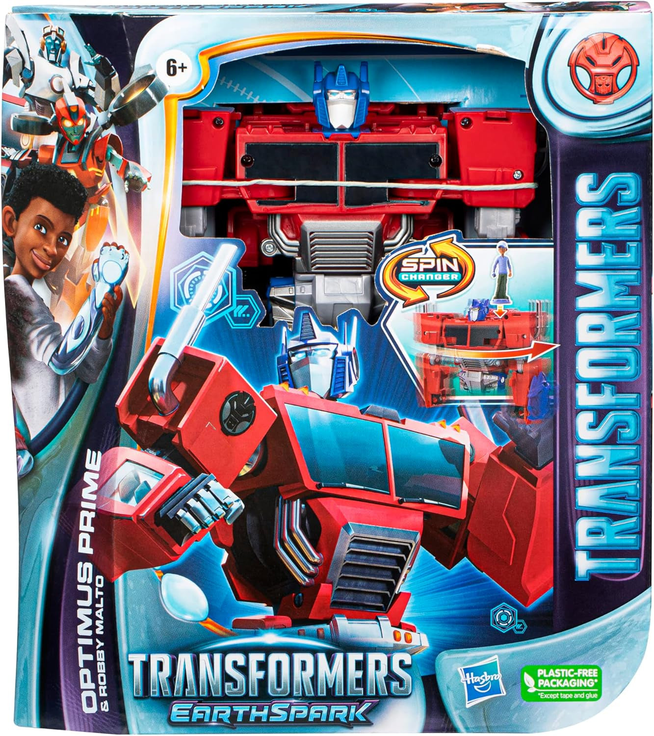 Transformers Earthspark Spin Changer Optimus Prime-figuur (20 cm) met Robby Malto-figuur (5 cm) van 6 actiefiguren Naty Shop