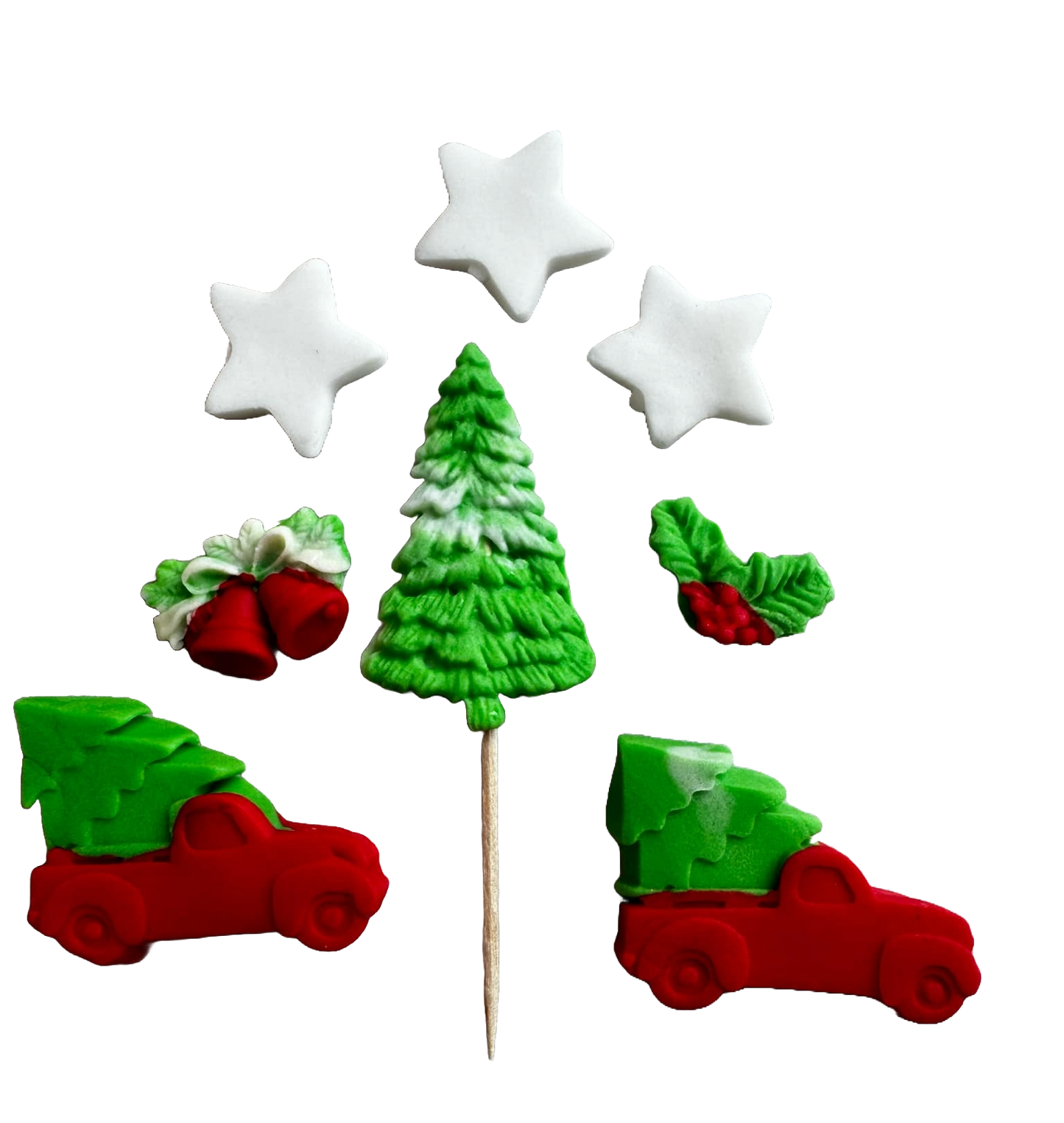 Set van 8 eetbare suikerpasta-decoraties, Winter Holidays Sugar Paste Decorations Naty Shop
