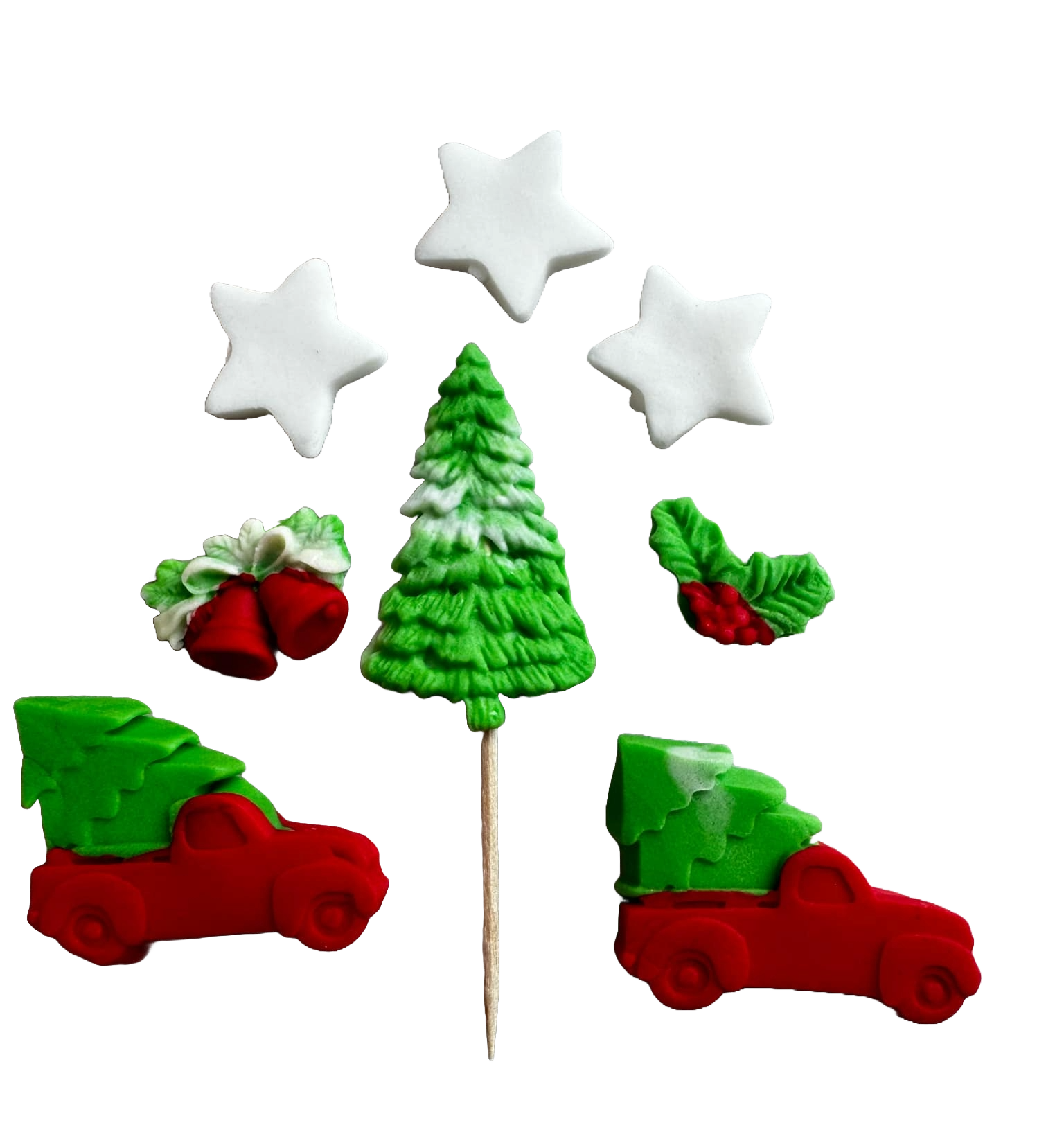 Set van 8 eetbare suikerpasta-decoraties, Winter Holidays Sugar Paste Decorations Naty Shop